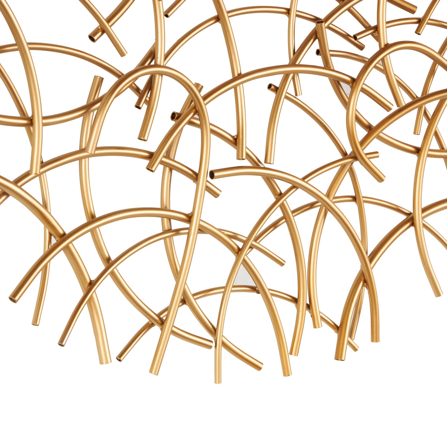 Abstract Metal Wall Art with Overlapping Curved Sticks, Gold Decorative Wall Sculpture 33"x33"