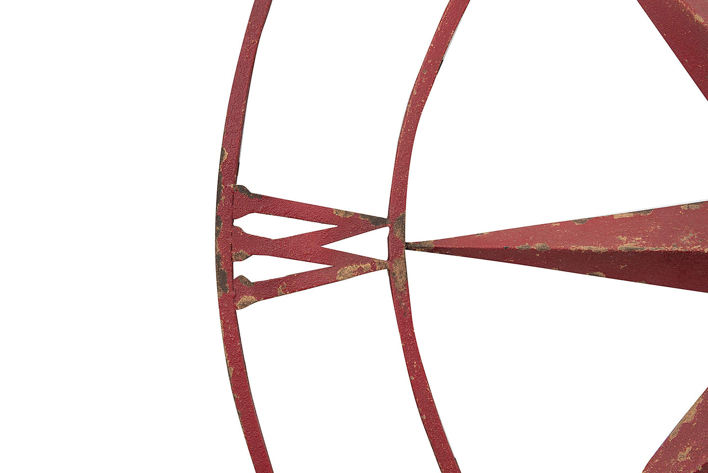 Distressed Red Metal Compass Wall Decor, Vintage Nautical Wall Art for Home or Office