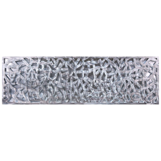 Abstract 3D Polished Steel Wall Art with Silver Leaf, Modern Metal Sculpture for Living Room or Office 72"x22"