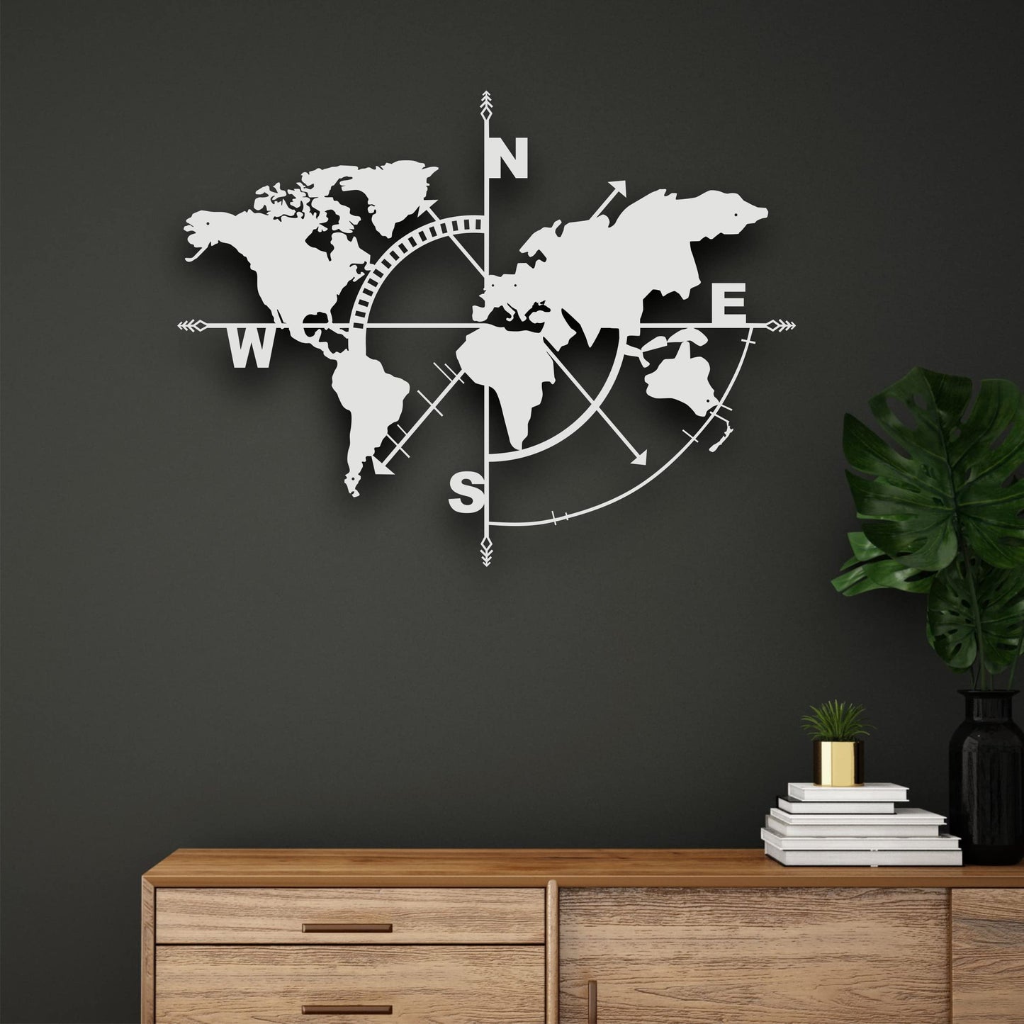 Metal World Map Wall Art, White Decorative Wall Sculpture for Home, Office, Bedroom or Living Room 47"x36"