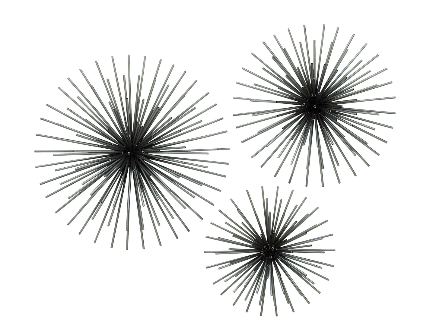 Set of 3 3D Metal Starburst Wall Art Sculptures, Black Decorative Wall Decor 16", 20", 24"