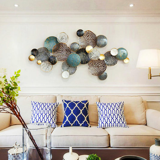 Large Metal Flower Wall Art with 3D Stacked Leaves, Nautical Coastal Wall Decor for Indoor or Outdoor Living Room, 52" x 27"