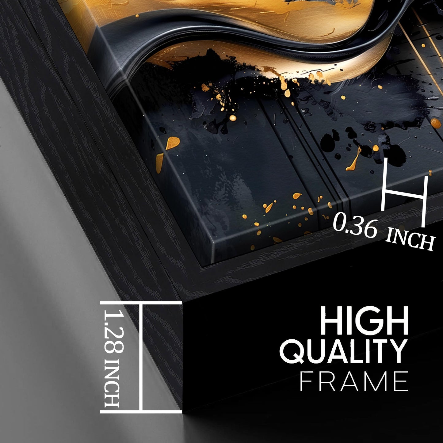 Elegant Black and Gold Canvas Wall Art, Large Modern Decorative Painting for Living Room or Office 29"x59"