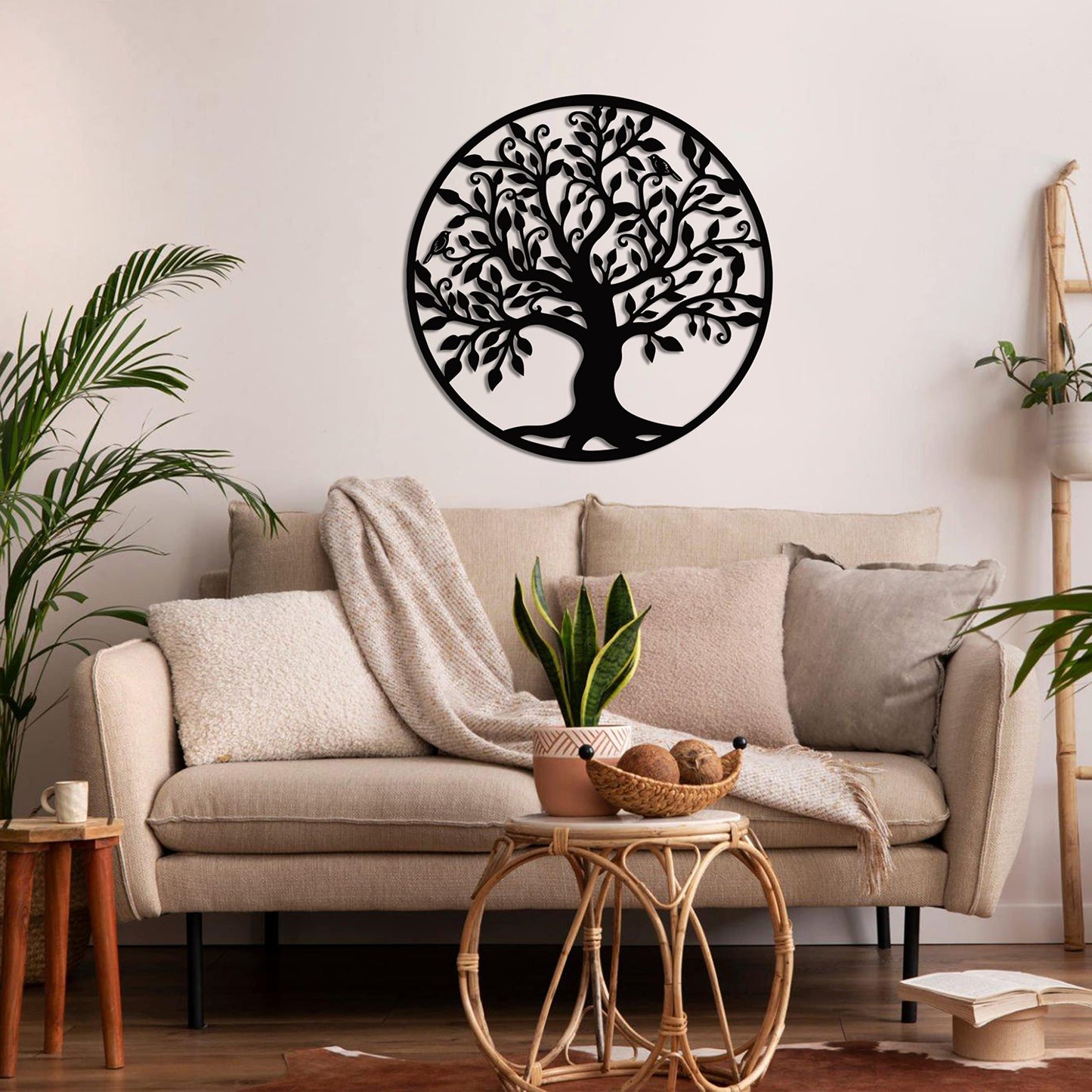3D Tree of Life Metal Wall Art, Family Tree Silhouette Wall Sculpture for Living Room, Bedroom or Office 43"x43"