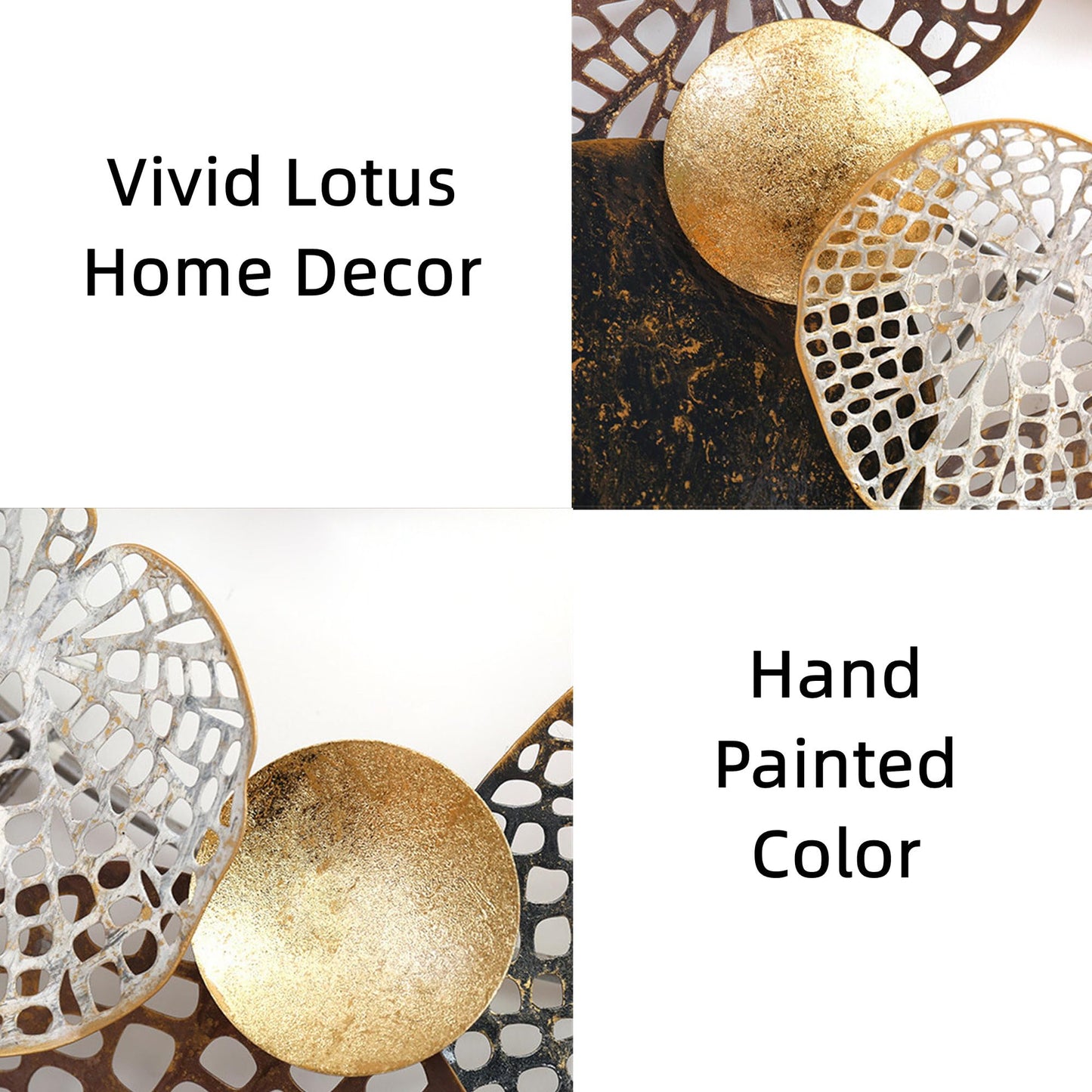 ZZYYZZ Large Metal Wall Decor, Boho Lotus Leaf 3D Metal Wall Art, Stacked Flower Wall Decoration for Living Room, Bedroom, Dining Room, Nautical Coastal Style, 52.5" x 26.5"