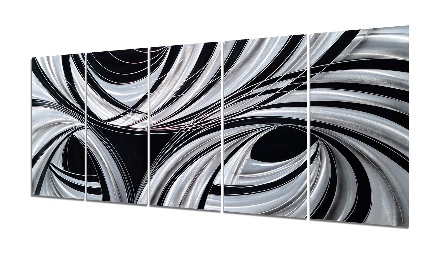 Black and White Abstract Metal Wall Art, Handcrafted Aluminum Sculpture for Living Room, Bedroom or Dining Room Decor