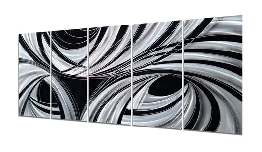 Black and White Abstract Metal Wall Art, Handcrafted Aluminum Sculpture for Living Room, Bedroom or Dining Room Decor