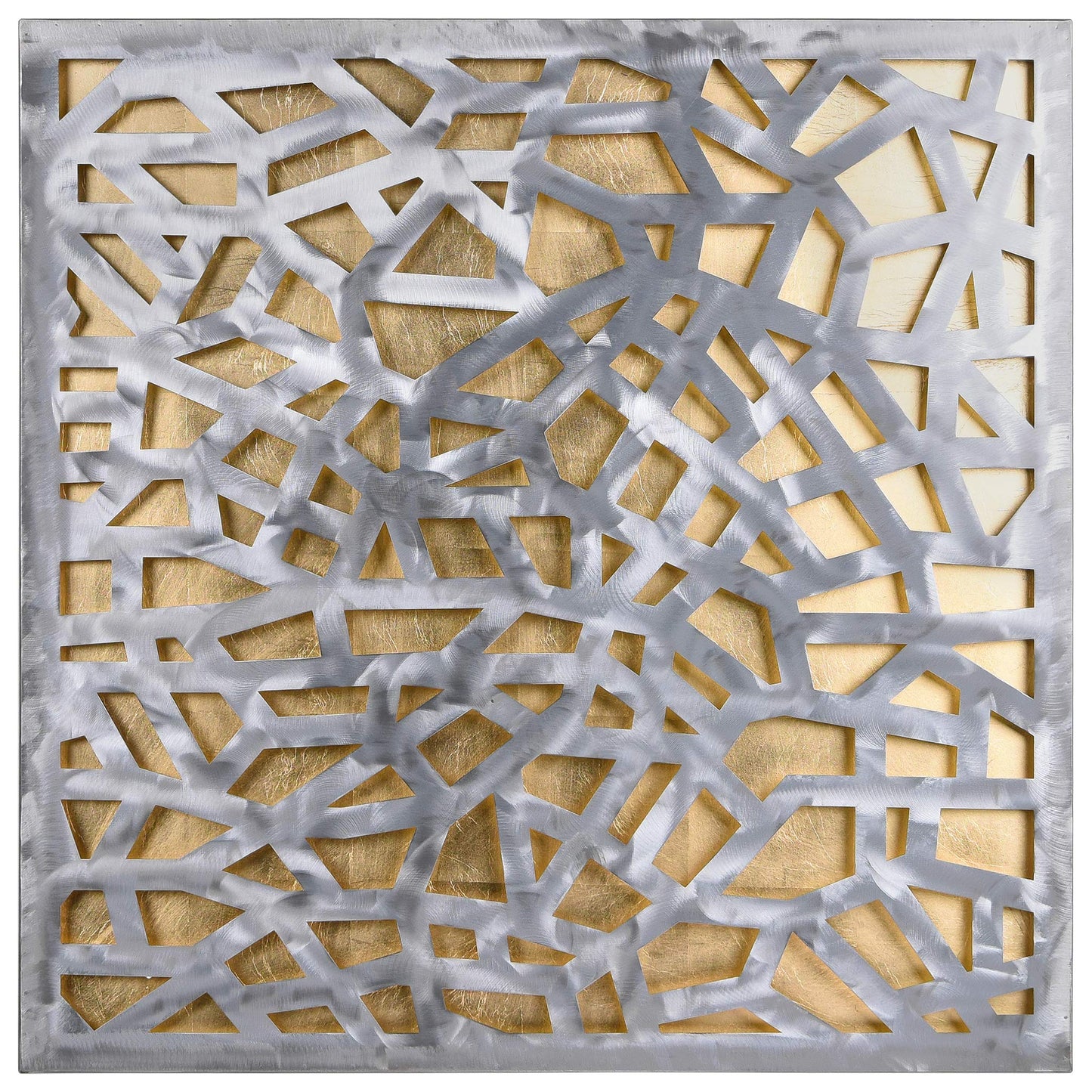 Abstract Gold Leaf Metal Wall Art, Polished Steel Sculpture for Living Room, Bedroom or Office, Ready to Hang 32"x32"