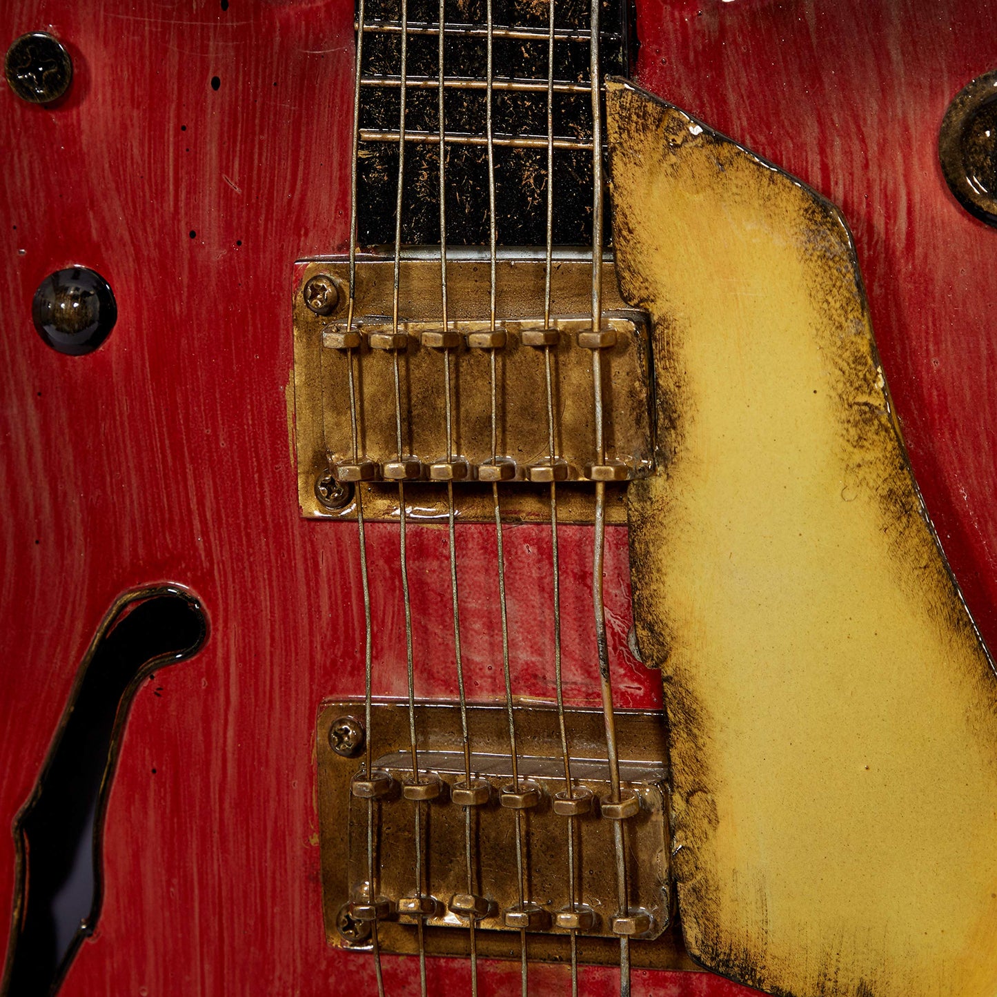 Set of 2 Metal Guitar Wall Art Sculptures, Multi-Colored Decorative Wall Decor for Home or Studio 14"x35"