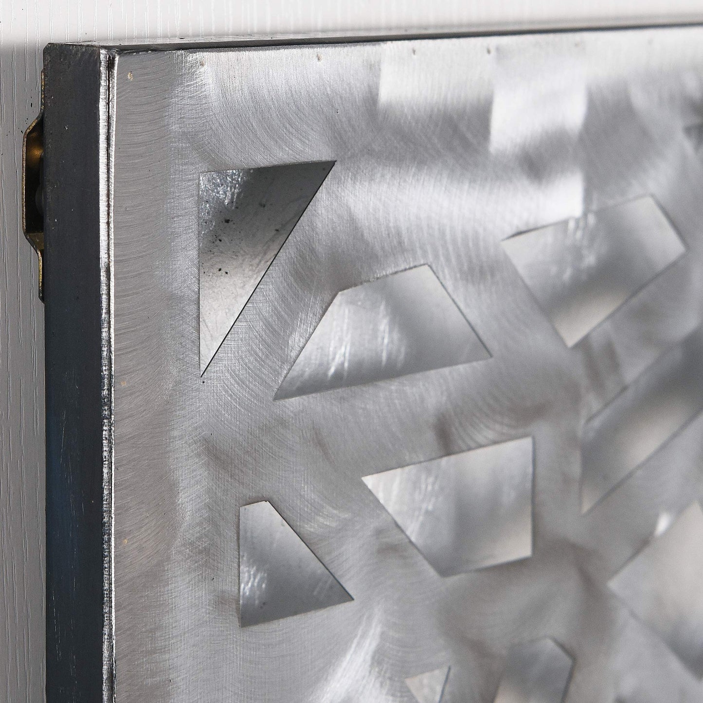 Abstract 3D Polished Steel Wall Art with Silver Leaf, Modern Metal Sculpture for Living Room or Office, 32"x32"