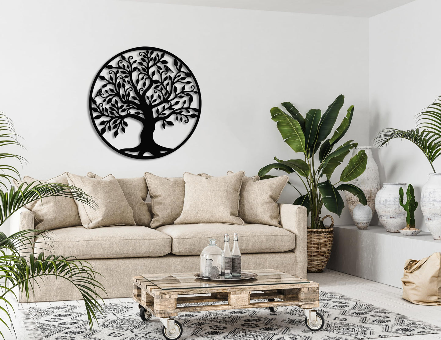 3D Tree of Life Metal Wall Art, Family Tree Silhouette Wall Sculpture for Living Room, Bedroom or Office 43"x43"